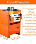 High Powered Electric Rebar Bender And Cutter With One Inch Capacity And 0 To 180 Degree Hydraulic Steel Bending driven by a 1700W motor, showing dimensions and features.