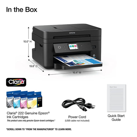 Go To All In One Wireless Printer For Home Office With Scan Copy Fax Auto Document Feeder And Auto Two Sided Printing Two Point Four Inch Touchscreen Display 150 Sheet Tray And Ethernet Black with included accessories