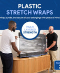 Two men wrapping furniture with 17 Inch Clear Plastic Stretch Film Wrap 2 Pack 1200 Feet Total 500 Percent Stretch Heavy Duty Cling Film