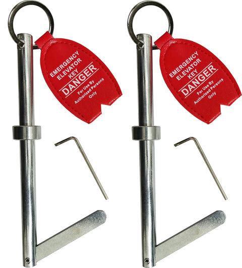 2 Pack Emergency Elevator Door Key Set With Large Tag Ring, Universal Drop Key For Rescue And Maintenance, Heavy Duty Access Tool For Elevator Doors, Firefighter Grade, Compatible With Most Brands Like KONE OTIS Thyssen Dover