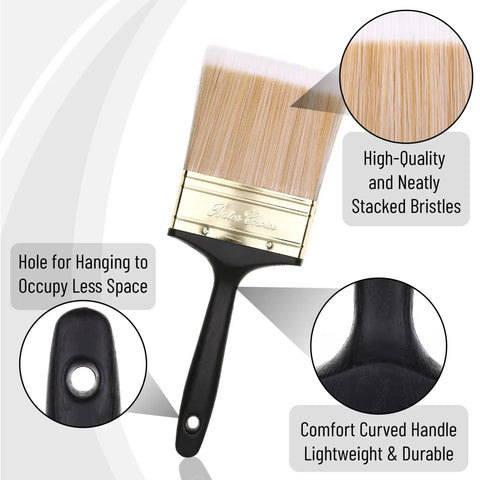 Workhorse Deck Stain Brush Set For Wood Projects 4 Pack 4 Inch Wide Soft Tip Brushes With Brass Ferrule And Ergonomic Handle