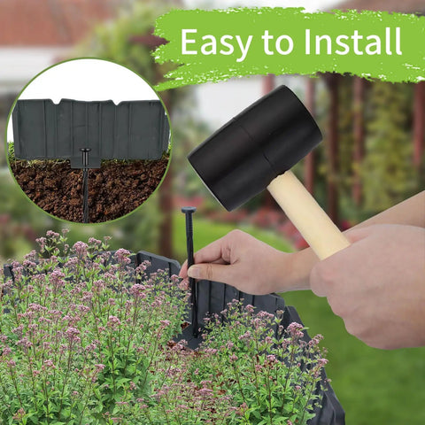 Installing Imitation Stone Look Garden Edge Kit, 16 Ft Landscape Border For Flower Beds, Flexible Plastic No Dig Edging