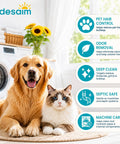 Dog and cat in laundry room highlighting benefits of Deep Clean Your Washing Machine With Enzyme Formula Cleaner Tablets.