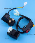 All In One Atv Wiring Harness Kit With Cdi Ignition Coil Solenoid Relay And Spark Plug Set showing solenoid relay, CDI, and switch.