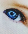 Close-up of an eye printed on 11 By 14 Inch Cold Press Watercolor Inkjet Paper For Fine Art 50 Sheets Dye And Pigment Ink Compatible