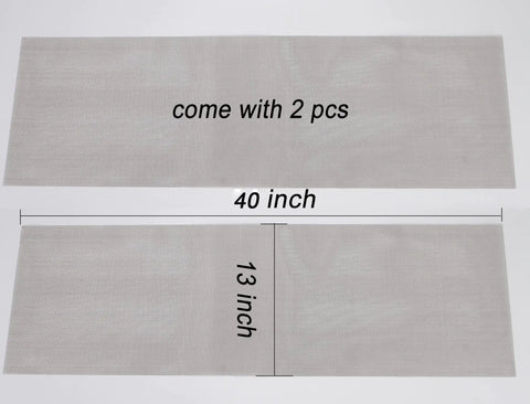 Fine Weave Stainless Steel Wire Mesh Roll 13 By 40 Inch 30 Mesh Food Grade 304 Stainless Steel Air Vent Screen Door Window Inserts RV Squirrel Fly Covers Fireplace Shield Easy To Cut 2 Pack with dimensions