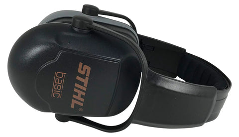 Black earmuffs with orange lettering and padded spring wire headband, featuring HP23 Hearing Protector Earmuffs With Noise Reduction 23dB.