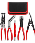 5 Piece Auto Electrical Disconnect Pliers Kit With Connector And Terminal Removal Tools For Wire Harness, red handle tools