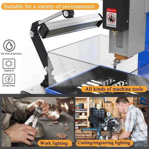 Heavy Duty Led Work Light With Long Arm Aluminum Alloy IP66 Waterproof Table Lamp for CNC Lathe and Drilling Machines 24W display