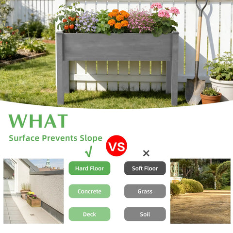 Waist-Height Raised Garden Bed With Legs, 48 By 24 By 30 Inch Solid Wood Planter Box Stand With Liner in garden setting