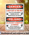Durable 7 By 10 Inch Bilingual Lockout Tagout Sign Made From Polyethylene Plastic High Visibility Safety Sign For Easy Install And Clear Danger Warnings