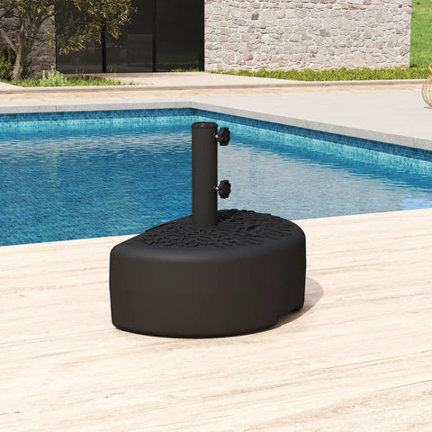 Beefy Heavy Duty Water Or Sand Fillable Patio Umbrella Base Stand with 73 Pound Weight Wall Mounted by pool