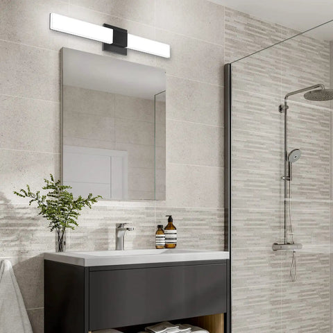 24 Inch Dimmable Bathroom Vanity Light Matte Black Wall Mount With 20W LED Three Color Temperatures 3000K 4000K 5000K Over Mirror