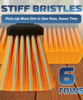 Heavy Duty Workhorse 18 Inch Push Broom With Extended Handle And Tough Six Row Bristles for effective outdoor cleaning.