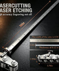 16 Inch Circular Saw Guide Rail With Nine Smooth Rollers For Rock Solid Cuts and Bullseye Accuracy, showing etched ruler and roller details.