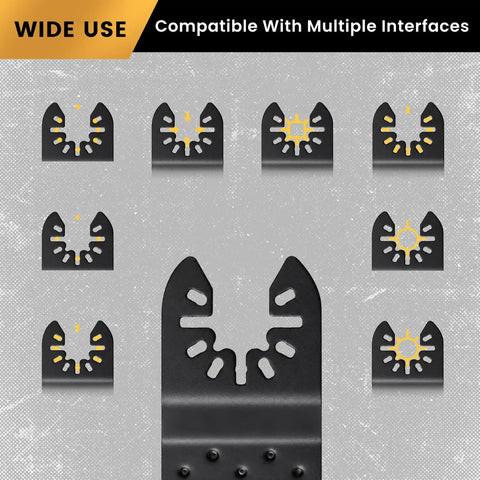 50 Piece Oscillating Blades Kit For Wood And Metal, Dual Material Set With 45 HCS Blades For Clean Wood Cuts And 5 Titanium Coated Blades For Wood Or Metal Tough Jobs, 35mm Blades, Durable Multi Tool Upgrade compatible with multiple interfaces