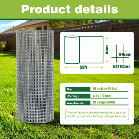 Heavy Duty 16 Inch By 50 Foot Hardware Cloth Welded Wire Mesh With Half Inch Openings Hot Dipped Galvanized in garden setting