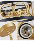 Close-up details of Three Light Modern Pendant Chandelier For Dining Room Living Room Kitchen Island Height Adjustable Metal Black And Gold Fixture