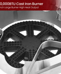 Close-up of 200000 BTU cast iron burner on Heavy Duty 200000 BTU Propane Burner Stainless Steel Outdoor Stove.