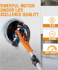 Built Tough Electric Drywall Sander With Full Vacuum Dust Collection, 820W motor displaying specs, ideal for drywall prep.