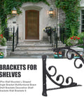 2 Pack Wall Mounted L Shaped Shelf Brackets displayed in garden setting
