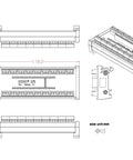 Technical drawing of Pro Grade Industrial Terminal Block Breakout Board for Microcontrollers on DIN Rail with 112 pads.