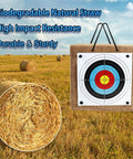 20 Inch Straw Archery Target With Handle Backyard Practice Kit in field scene, showing target face and straw detail