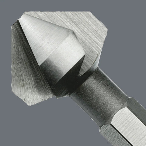 Close-up of a metal countersink bit from the Kraftform Countersink Bit Set With Rapidaptor Quick Release Chuck Eight Piece.