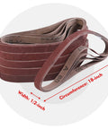 24 Pack Half Inch By Eighteen Inch Aluminum Oxide Sanding Belts For Belt Sanders, assorted grits, displayed in stacked view