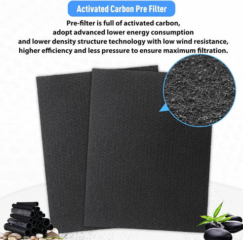 Activated carbon pre-filters for 115115 Replacement Filter A Size 21 Compatible With Winix PlasmaWave 5300-2 air purifiers