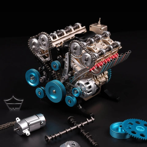 Hands On V8 Engine Model Kit That Actually Runs, Metal Gearhead Friendly DIY Car Engine Build With 500 Plus Parts displayed