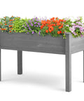 Waist-Height Raised Garden Bed With Legs, 48 By 24 By 30 Inch Solid Wood Planter Box Stand With Liner, filled with colorful flowers