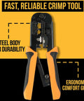 All-In-One 15-In-1 Network Tool Kit For Ethernet Cabling Pro Grade RJ45 Crimp Tool with steel body and ergonomic grips