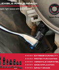 Heavy Duty Universal Joint Socket Reducer Set with wrench connected to bolt, tool kit below, for auto garage and DIY use.