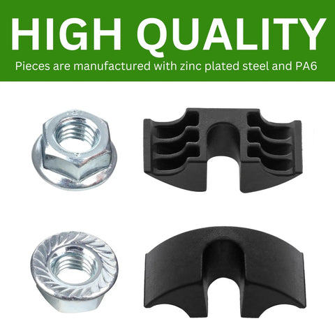 Heavy Duty Replacement Crescent Nut And Small Nut Pack Of Four Exact Fit Spare Hardware For Bed Frame Console Desk and Everyday Home Project Quick Swap Fix, including zinc plated steel and PA6 plastic parts.