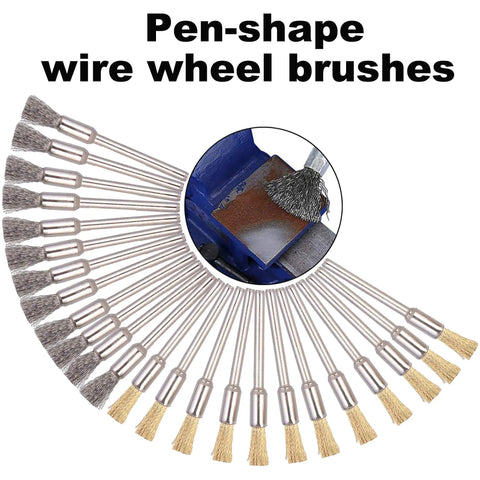 72 Pack Brass And Steel Wire Wheel Brushes Set With One Eighth Inch Shank For Rotary Tools Rust Removal Paint Stripping Burr