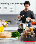 Non Slip Rotating Lazy Susan Turntable 360 Degree Swivel With Grippy Textured Surface Black 10 Inch on kitchen counter