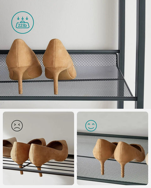 Built Tough Metal Shoe Rack With Adjustable Angled Or Flat Shelves Stackable 12 Tier Organizer Holds 60 Pairs Game Changer For Cluttered Entryways And Packed Garages Matte Black