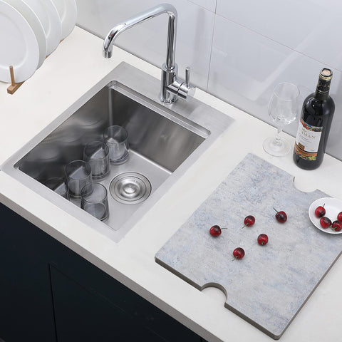 15x20 Drop In Bar Sink Top Mount Stainless Steel Wet Bar Sink With Grid Strainer And Cutting Board Single Bowl Workstation