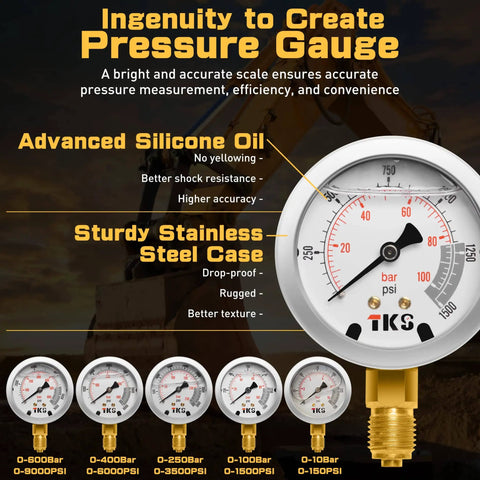 Built Tough Hydraulic Pressure Test Kit for Excavator With 13 Couplings and 14 Tee Connectors, 6 Test Hoses, 5 Pressure Gauges, Covers 150 1500 3500 6000 9000 PSI for Accurate Readings