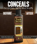 Dark Shade Scratch Concealer For Real Wood Furniture And Floors Covers Nicks And Scuffs Pet Scratches And Minor Defects Restores Rich Finish On Natural Wood Only bottle with before and after scratched wood surface