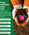 Long Sleeve Leather Gardening Gloves For Women And Men, Thornproof Puncture Resistant Cowhide Work Gloves, holding flower pot