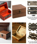 Retro Jewelry Box Hardware Kit 108 Pieces With Antique Brass Hinges And Latches, shown on various wooden boxes with hinges detail