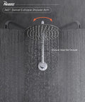 S Shaped Shower Arm Extension With Flange, High Rise 9 Inch Lift And 15 Inch Reach, All Metal 304 Stainless Steel, Chrome Finish