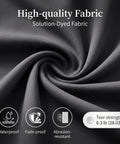Close-up of high-quality solution-dyed fabric showing waterproof, fade-proof, and abrasion-resistant features