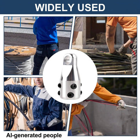 Professional Grade Wire Puller With 4000 Lbs Max Force Fits Electrical Cable Tools For Electricians Grabbing 2/0 To 350 Mcm Copper Or Aluminum Lines Without Tape shown in use with electrical wires.