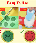 1 Inch Circle Hole Punch Lever Tool For Crafting And Scrapbooking cutting green and red paper with ease, showing before and after results.