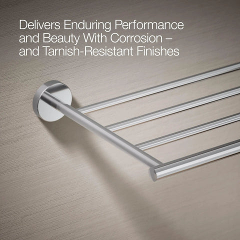 Elate Hotelier Polished Chrome Towel Bar Easy To Install Modern Bathroom Update with Premium Metal Construction on wall