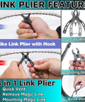 Portable 3 Piece Bicycle Chain Tool Set With Link Pliers Chain Drift Tool And Chain Hook For Quick Repairs On The Go A Complete Bike Repair Kit For Home Or Travel showing link pliers in use.