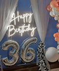 Lit Dimmable Led Neon Sign For Birthday Party Decor Large Wall Art Cold White One Line 23.6 by 11.8 Inches above balloons